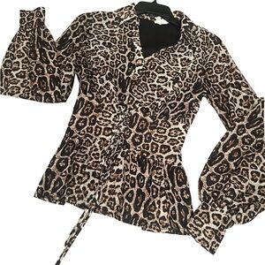 Ember Leopard Print Blouse - Brown